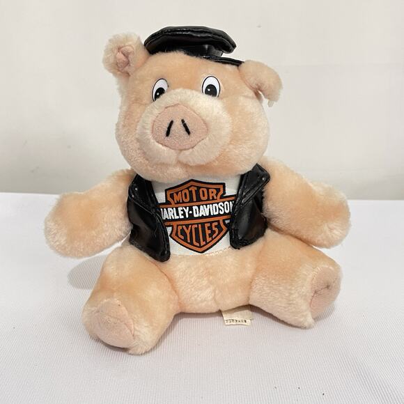 Vintage Harley Davidson Motorcycle Pig Biker Hog Stuffed Animal - Plush Toy 1998 - Picture 1 of 7